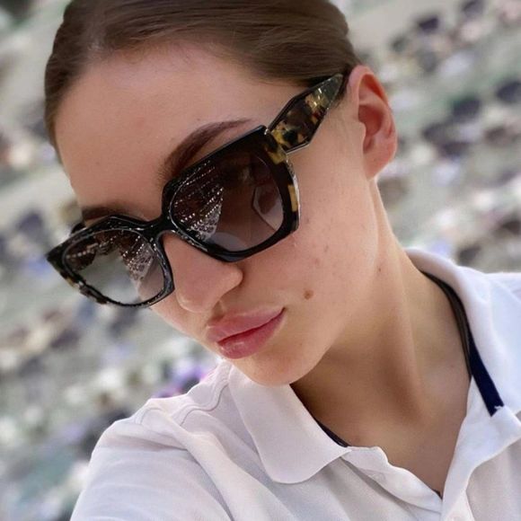 Prada PR15WS 3890A7 Sunglasses Black Tortoise Gray Square Women main image 4